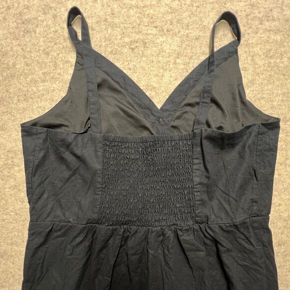 Maurices XL Black Linen Cotton Faux Wrap Midi Dress Coastal Boho - Picture 7 of 8